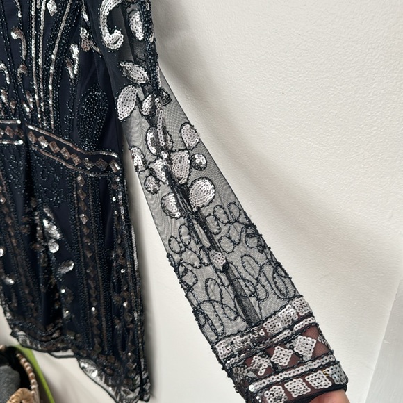 Minuet Navy Long-sleeve Embellished Dress - Picture 8 of 9